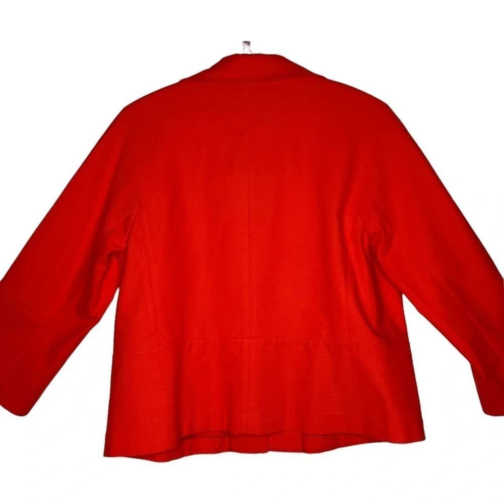 Lafayette 148 Orange 3/4 Sleeve Blazer Jacket Sz 12 Hook Closure Cotton Tailored